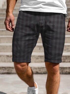 Nike Golf Plaid Shorts Size 36 Gray Black Sporty Outdoors Casual Neutral Minimal